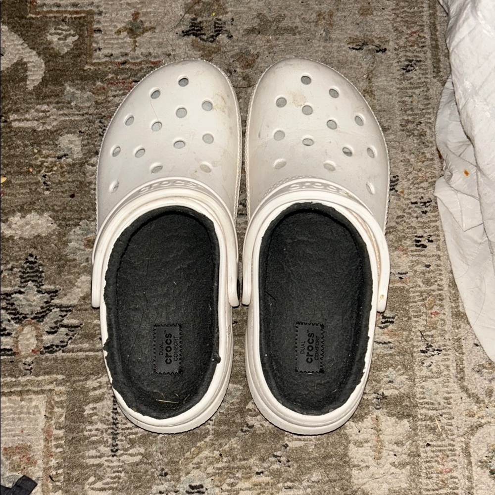 CROCS White and Black Water Shoes with Perforated Design
